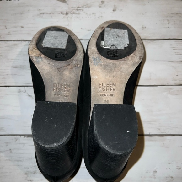 Eileen Fisher Black Suede Ankle Petal Boot - Women 10 - Classic Chic Bootie - Picture 6 of 6